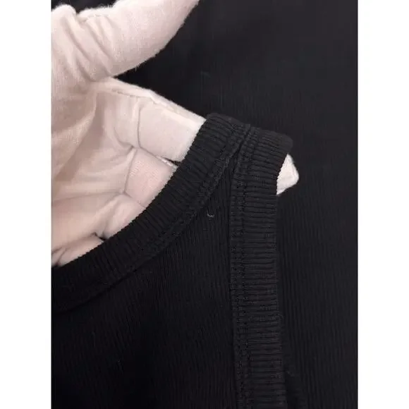 Anine Bing Top Medium Womens Black Ribbed Sleeveless Tank - Picture 7 of 10